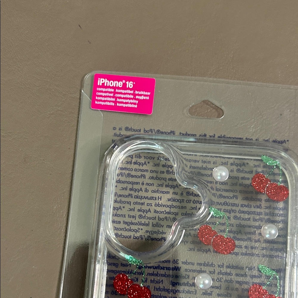 Claire's Cherry Design Clear IPhone 16 Phone Case - Picture 3 of 5